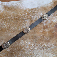 Vintage 1990s Black Leather Ralph Lauren Concho Belt Size XL
