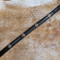 Vintage 1990s Nocona Black Leather Star Ranger Belt Size 36