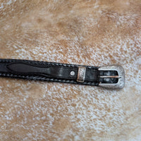 Vintage 1990s Nocona Black Leather Star Ranger Belt Size 36