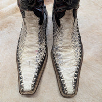 Mens Vintage 1990s Black And White Python Cowboy Boots Size 8.5