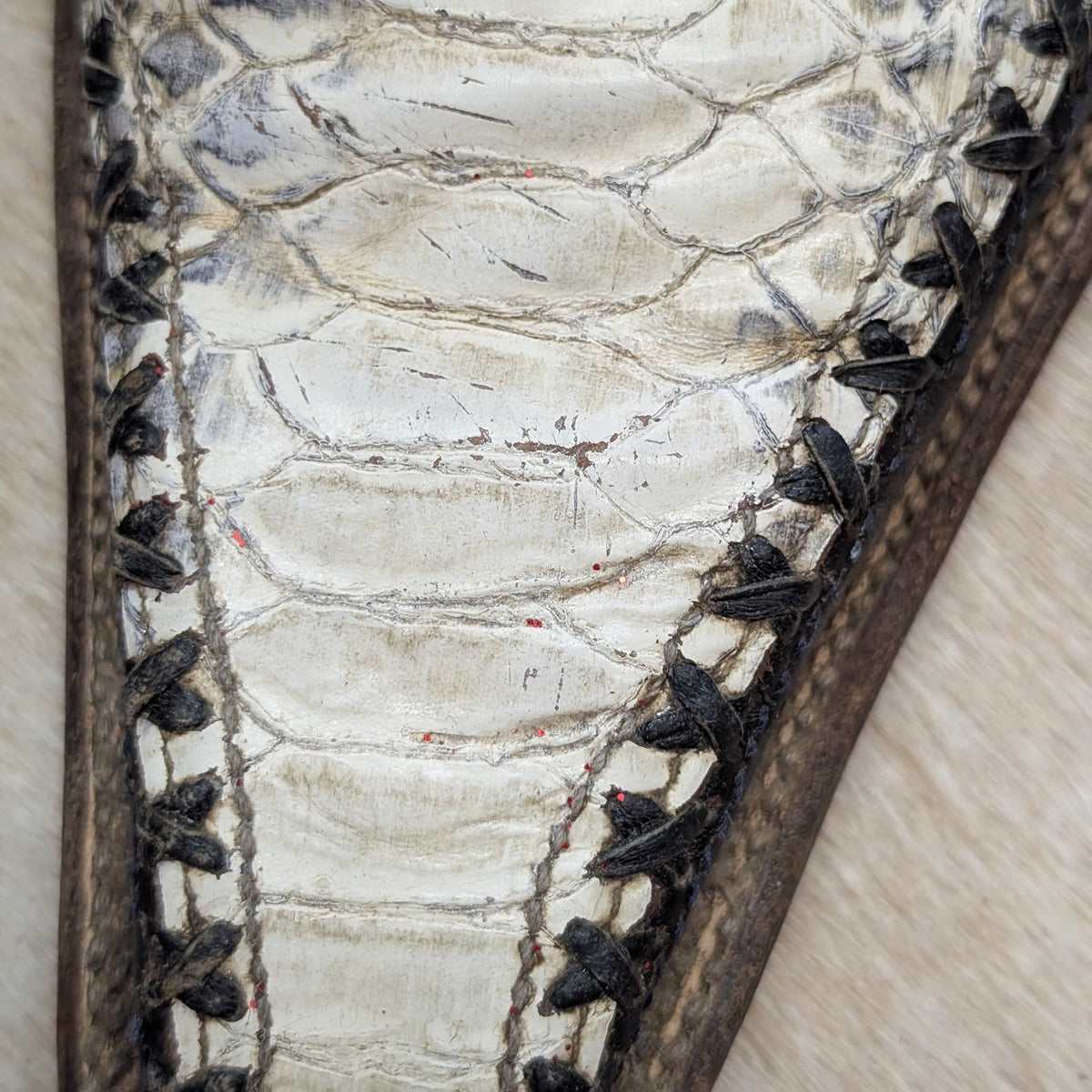 Mens Vintage 1990s Black And White Python Cowboy Boots Size 8.5