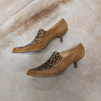 Vintage Olivia Rose Tal Leopard Pony Hair And Suede Kitten Heels Size 8