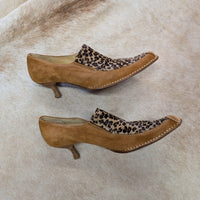 Vintage Olivia Rose Tal Leopard Pony Hair And Suede Kitten Heels Size 8