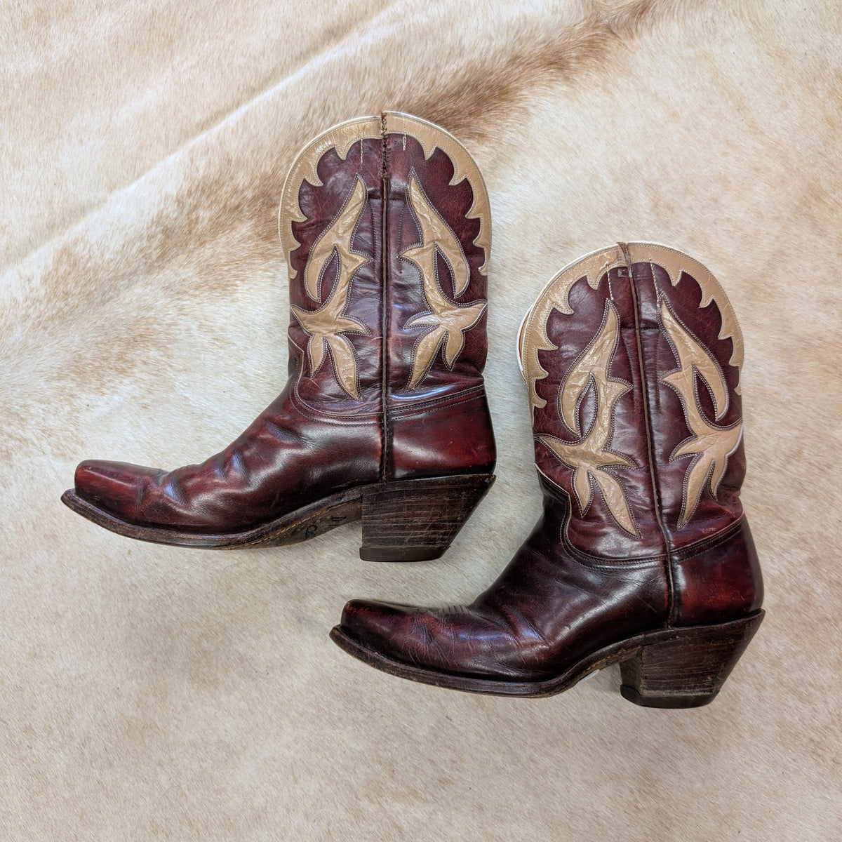 Vintage 1970s Oxblood Nocona Cowboy Boots Size 8