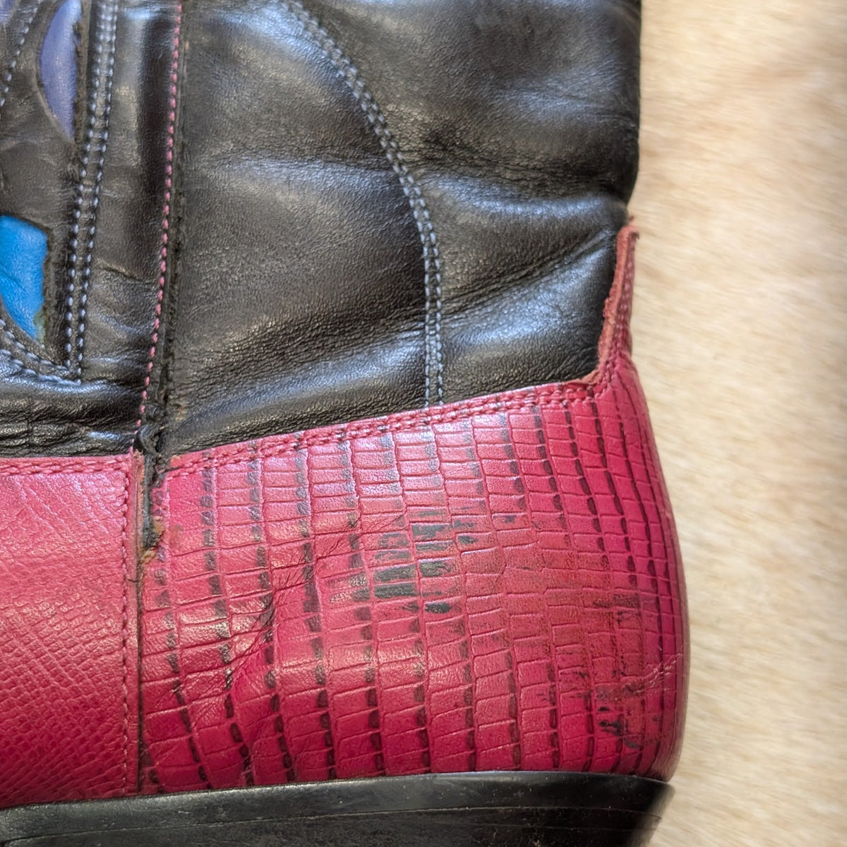 Vintage 1990s Nine West Hot Pink And Black Cowboy Boots Size 7