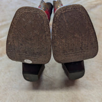 Ariat Brown And Red Bandana Print Square Toe Cowboy Boots Size 7