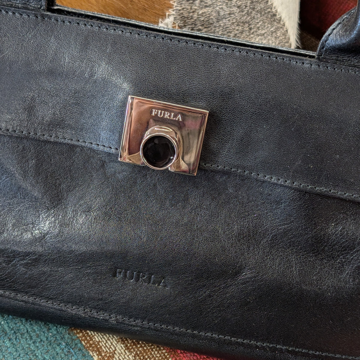 Vintage 1990s Black Leather Furla Bag