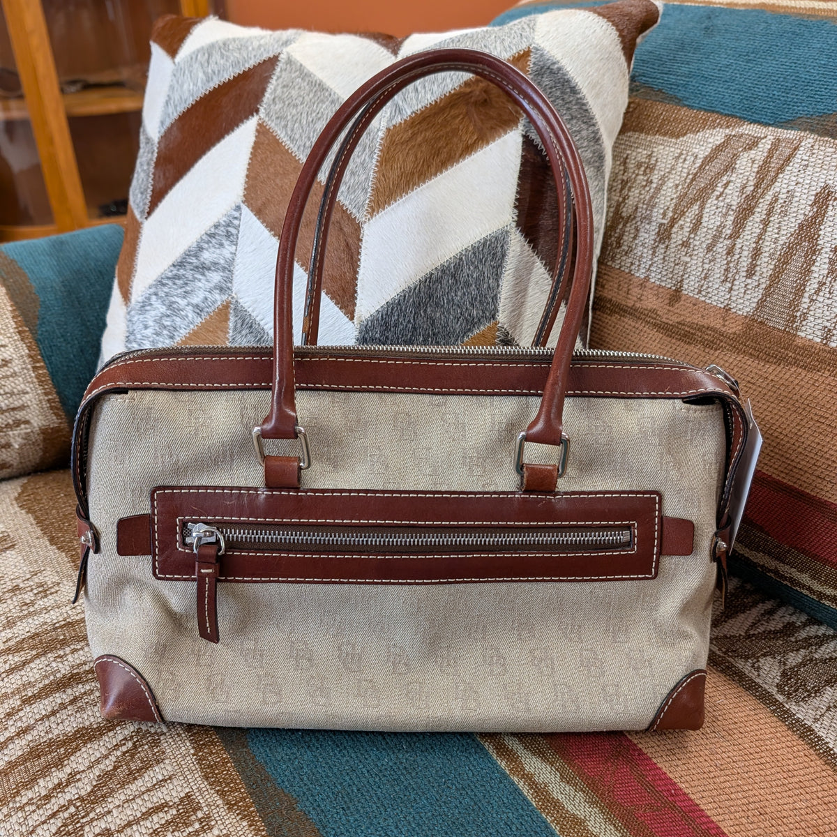Dooney & Bourke Khaki And Brown Bag