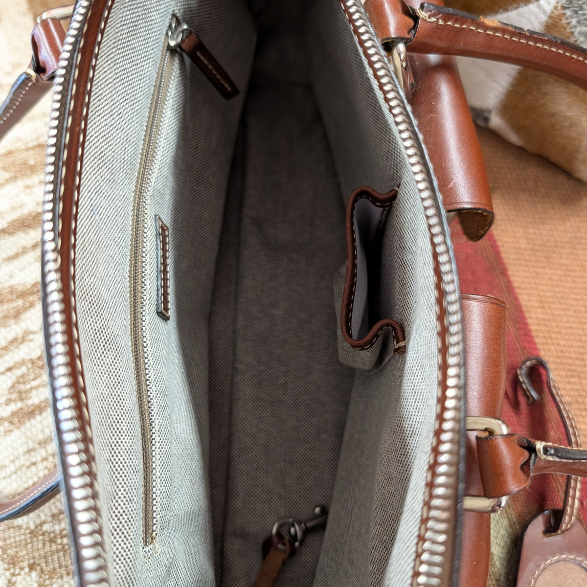 Dooney & Bourke Khaki And Brown Bag