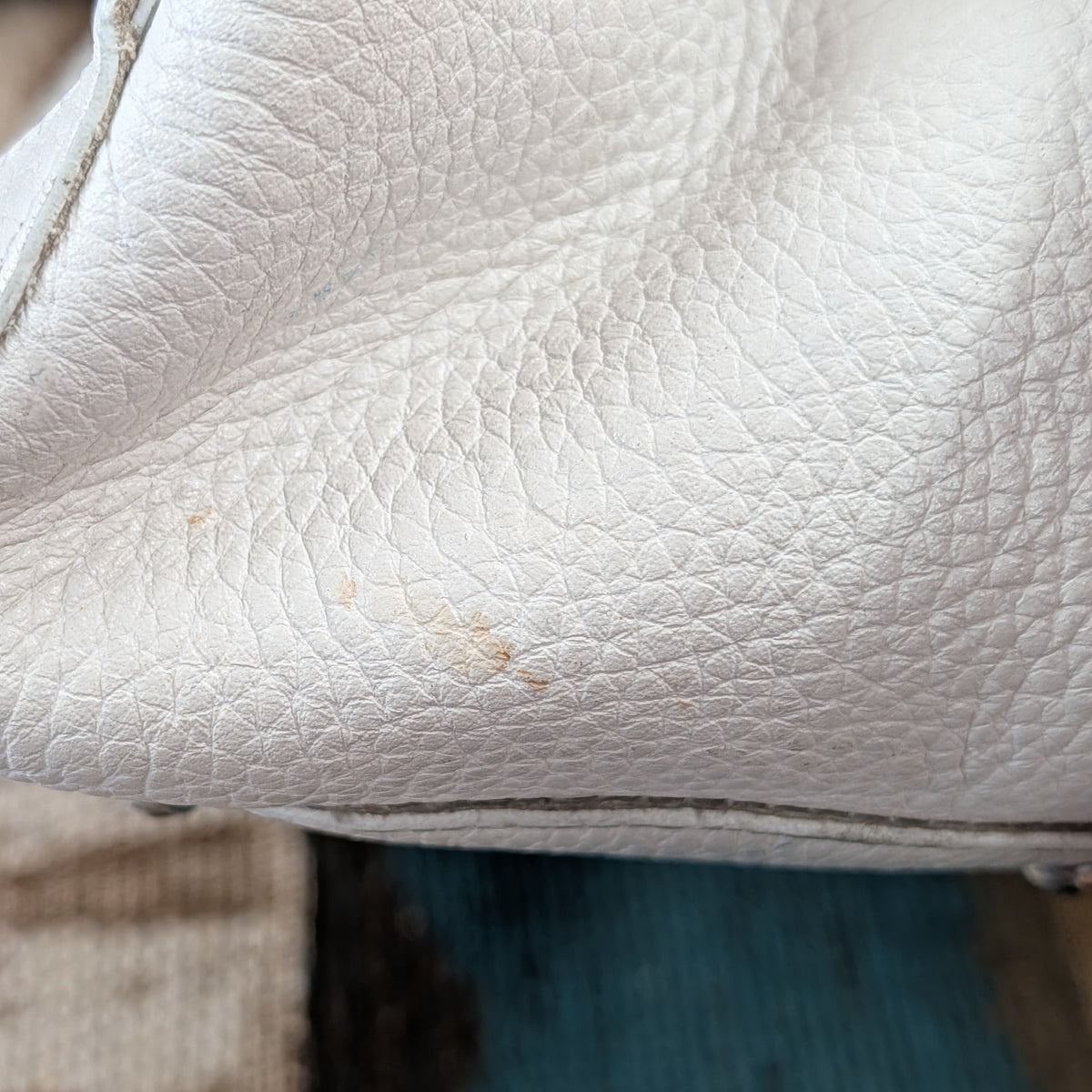 White Leather Floral Brighton Bag