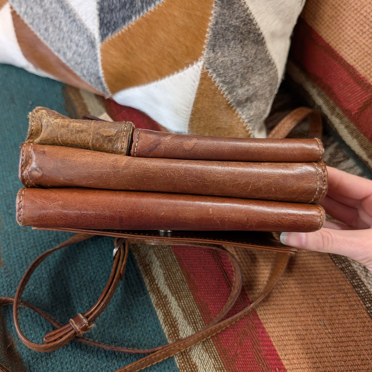Brown Western Traditions Small Leather Crossbody Bag