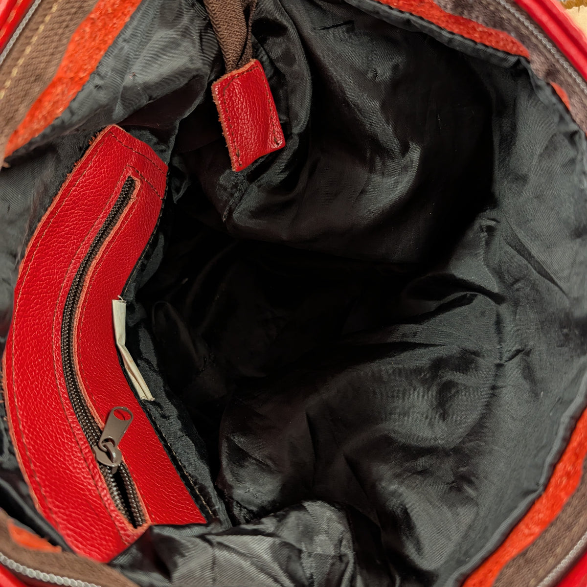 Red Leather Fringe Crossbody bag