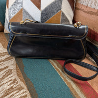 Vintage 1960s Black And Gold Italian Leather Bag