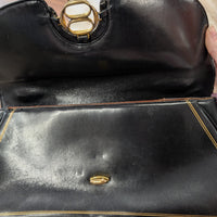 Vintage 1960s Black And Gold Italian Leather Bag