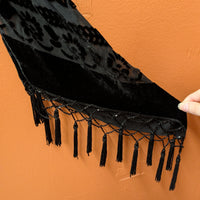 Vintage 1990s Black Velvet Embossed Fringe Set Size S