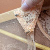 Vintage Handmade 1970s Peach Lace High Neck Dress Size XS