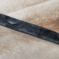 Vintage 1980s Black Genuine Lizard Skin Belt Size 30
