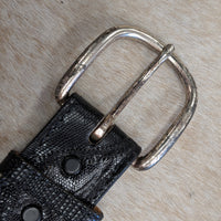 Vintage 1980s Black Genuine Lizard Skin Belt Size 30