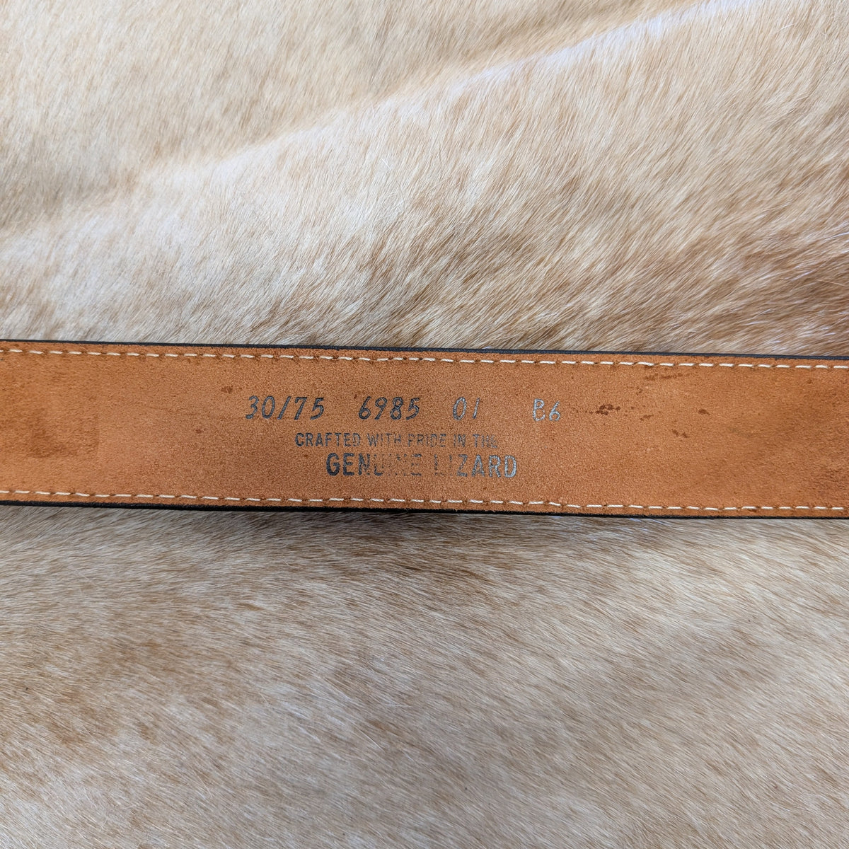 Vintage 1980s Black Genuine Lizard Skin Belt Size 30