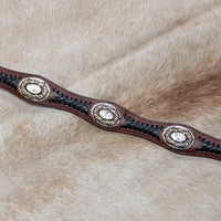 Vintage 1980s Brown Concho Belt Size 30
