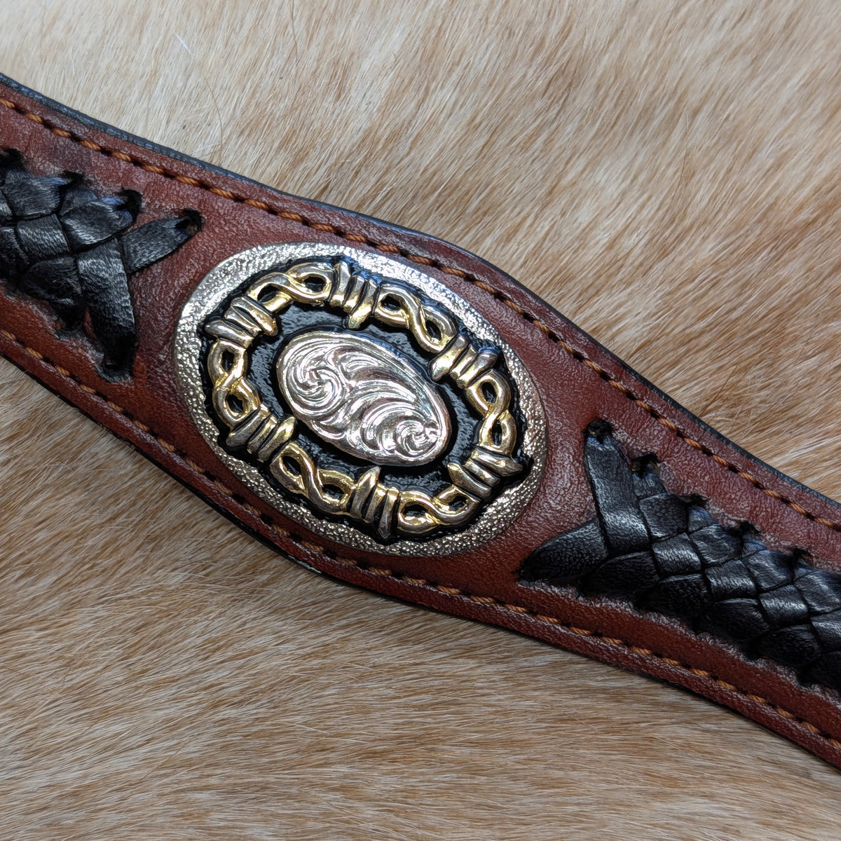 Vintage 1980s Brown Concho Belt Size 30