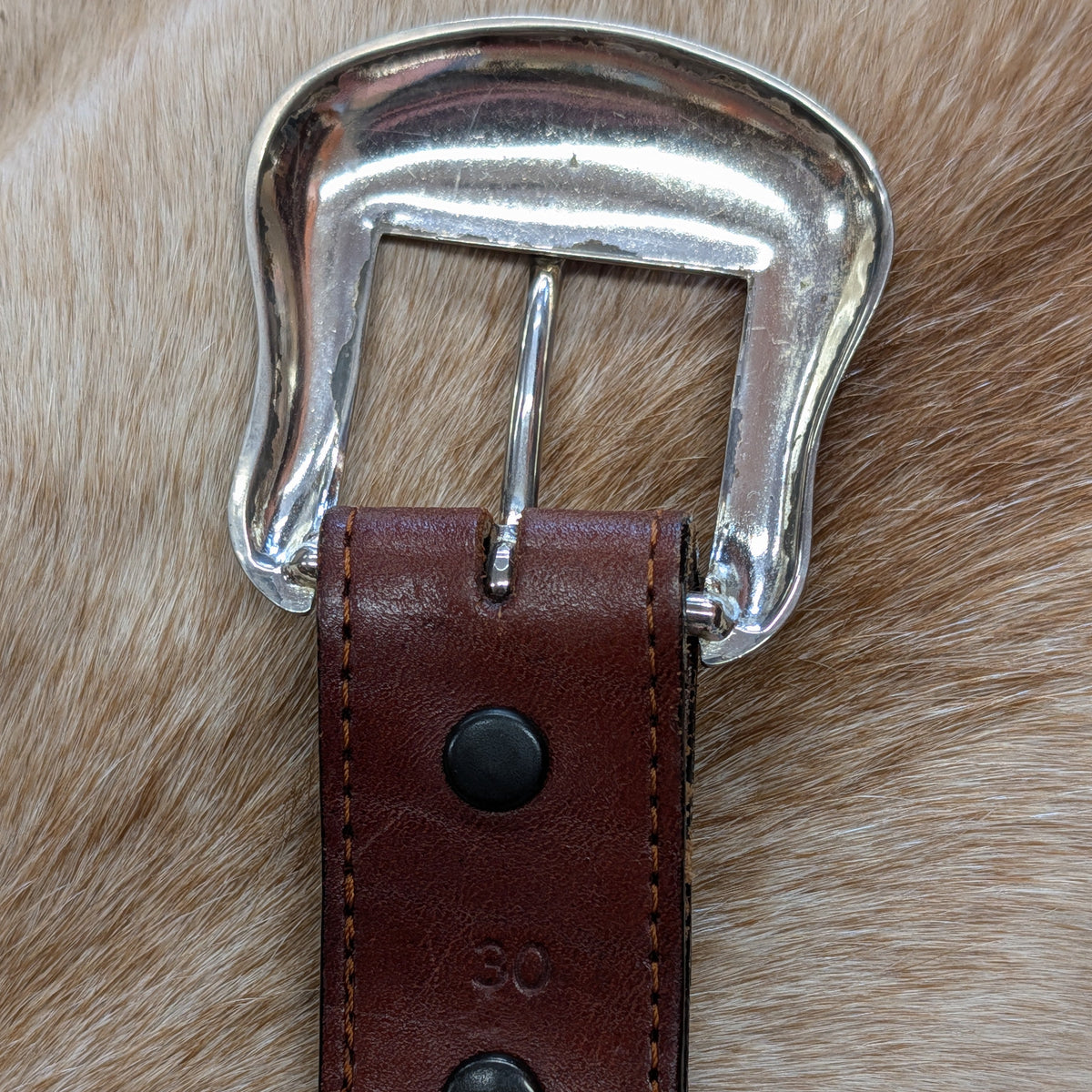 Vintage 1980s Brown Concho Belt Size 30