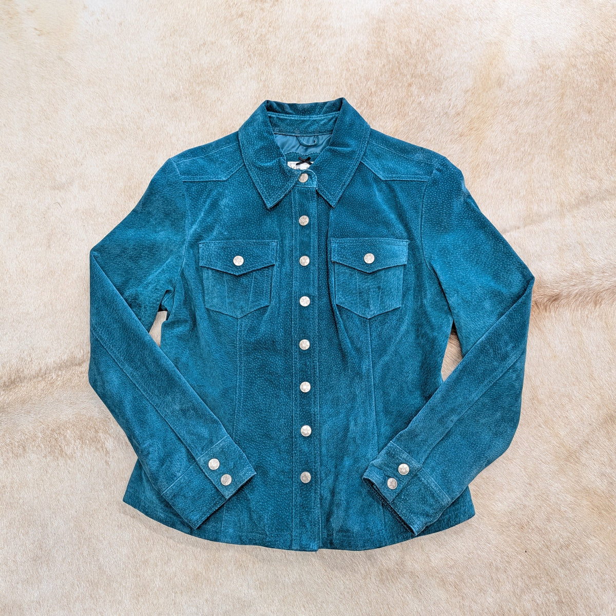 Vintage 1990s Suede Turquoise Jacket Size S