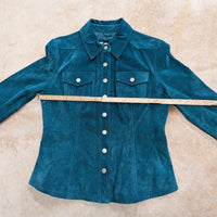 Vintage 1990s Suede Turquoise Jacket Size S