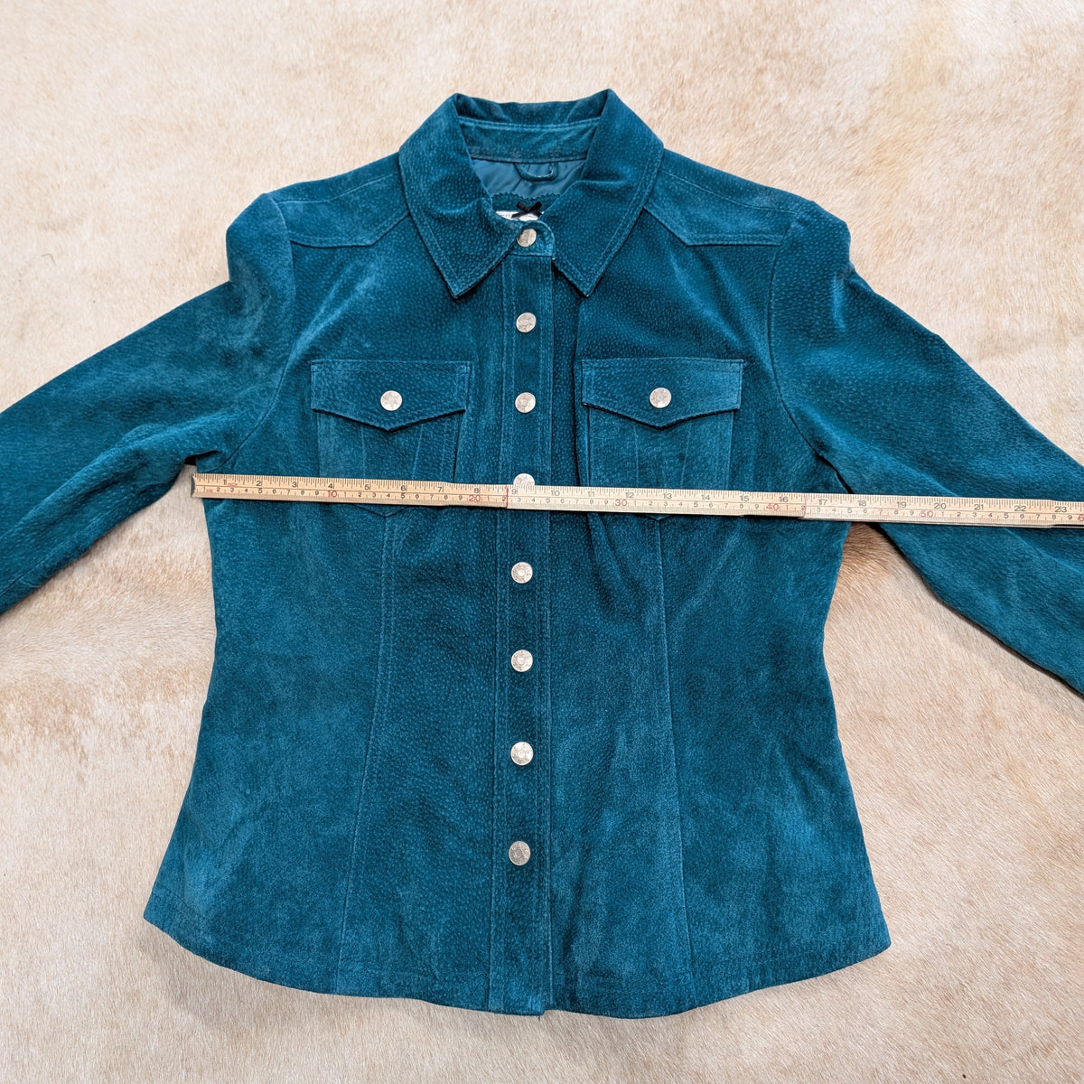 Vintage 1990s Suede Turquoise Jacket Size S