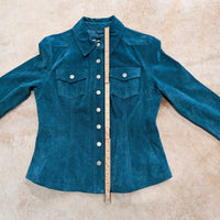 Vintage 1990s Suede Turquoise Jacket Size S