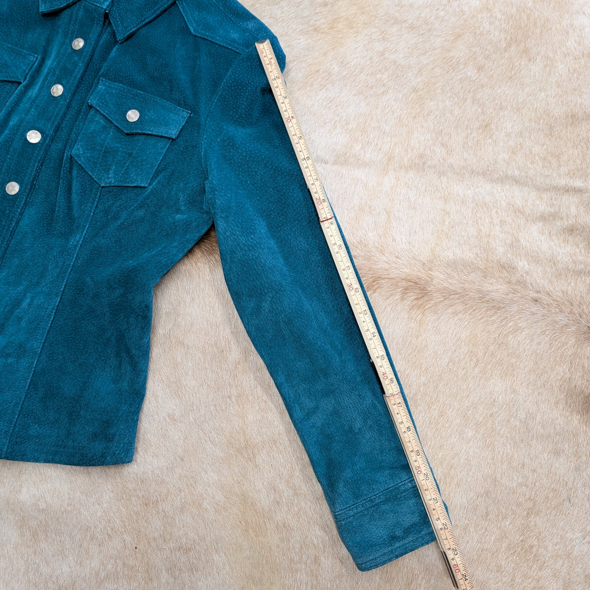 Vintage 1990s Suede Turquoise Jacket Size S
