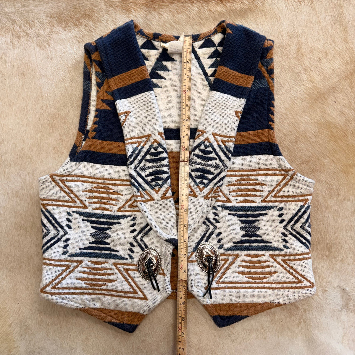 Vintage 1980s Truly Western Wear Southwestern Concho Vest Size M