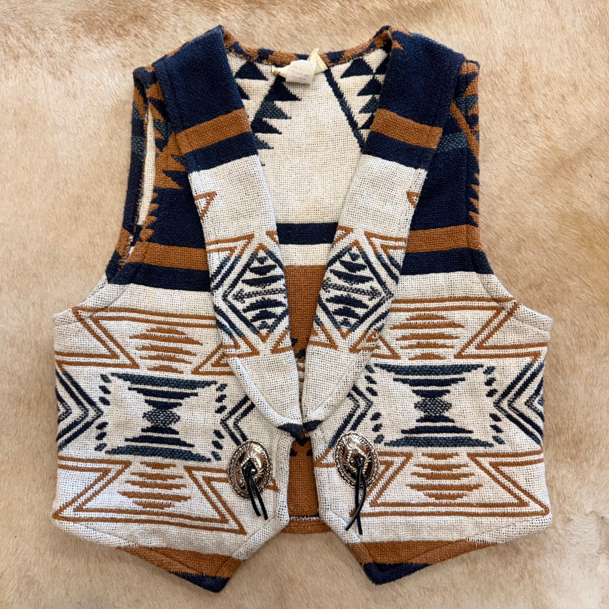Vintage 1980s Truly Western Wear Southwestern Concho Vest Size M