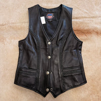Black Leather Motorcycle Bucati Vest Size XS