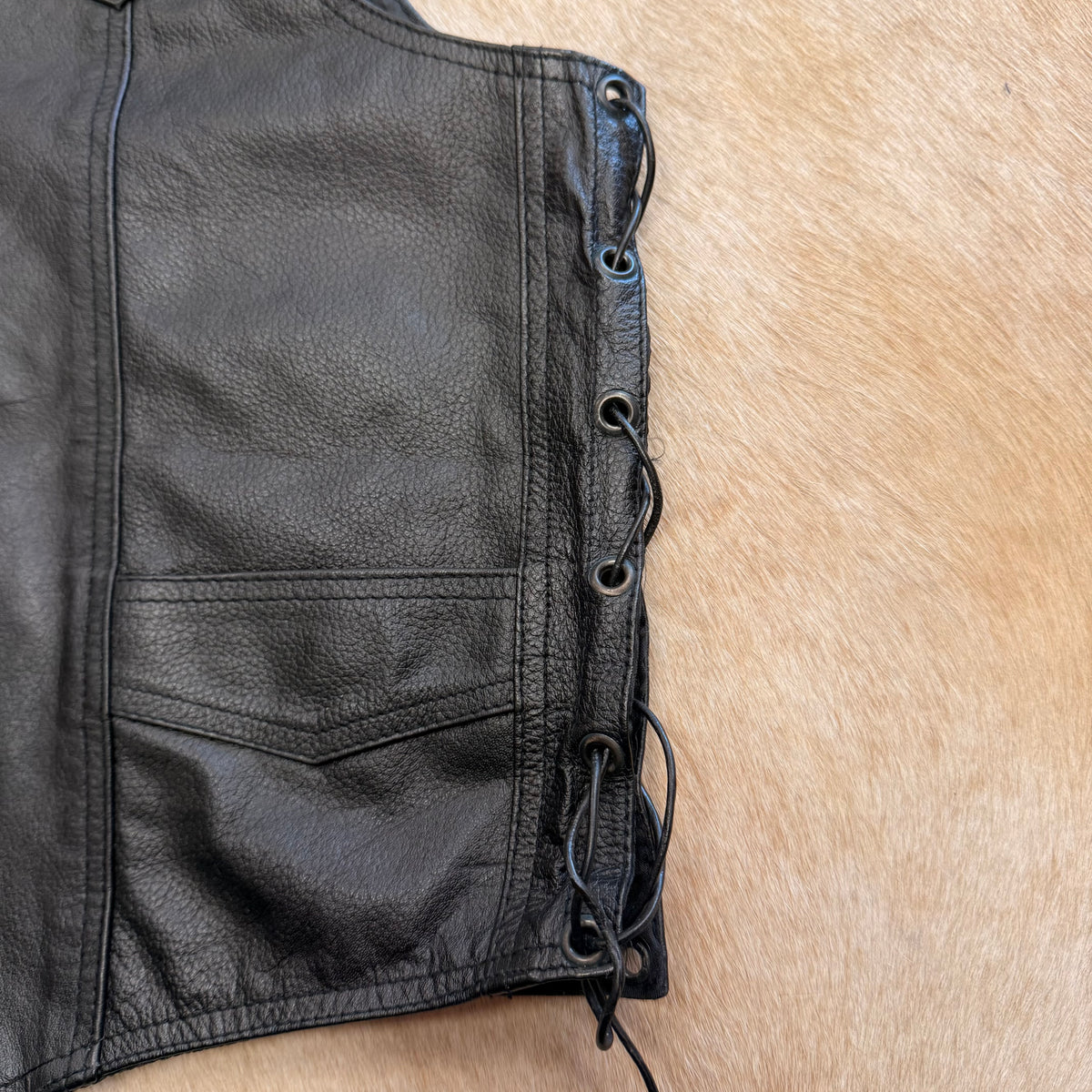 Black Leather Bikers Dream Apparel Vest Size XL