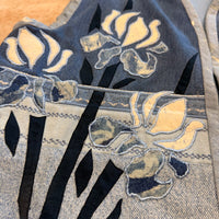 Floral Patchwork Denim Vest Size L
