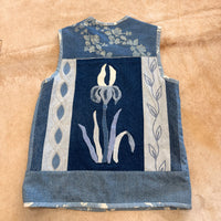 Floral Patchwork Denim Vest Size L