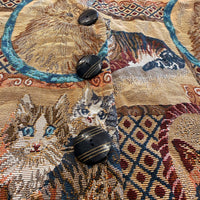 Vintage 1980s Keren Hart Cat Tapestry Vest Size XL