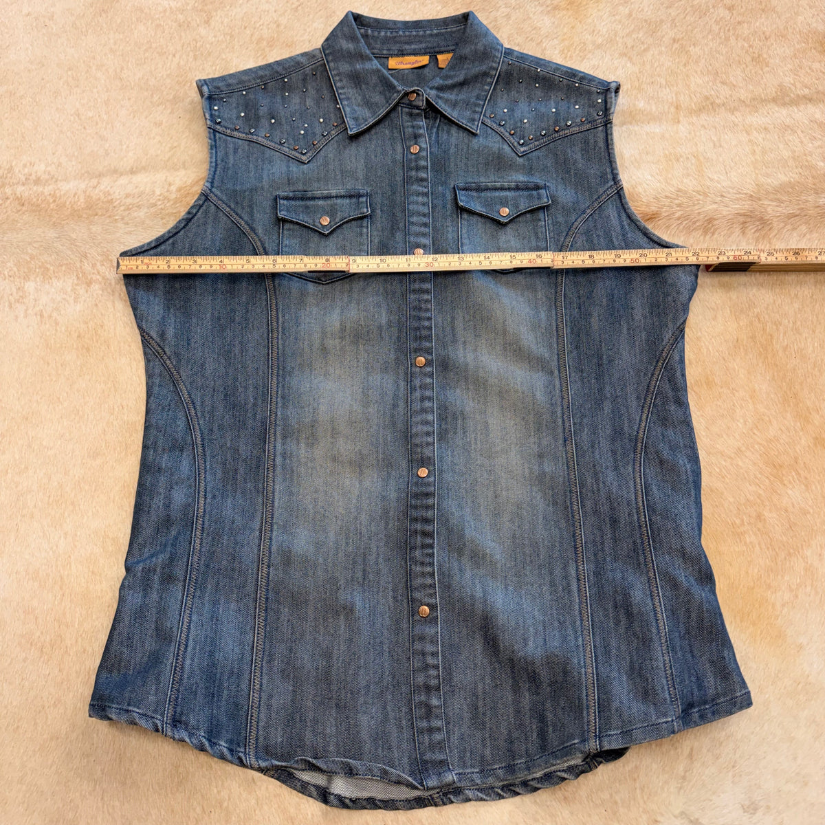 Wrangler Denim Rhinestone Vest Size L