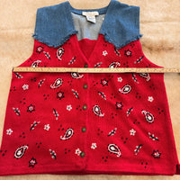 Vintage 1990s Mandal Bay Denim And Red Bandana Print Vest Size L