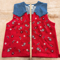 Vintage 1990s Mandal Bay Denim And Red Bandana Print Vest Size L
