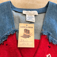 Vintage 1990s Mandal Bay Denim And Red Bandana Print Vest Size L