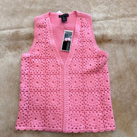 NWT Design 365 Pink Crochet Vest Size S