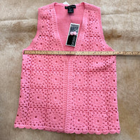 NWT Design 365 Pink Crochet Vest Size S