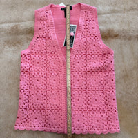 NWT Design 365 Pink Crochet Vest Size S