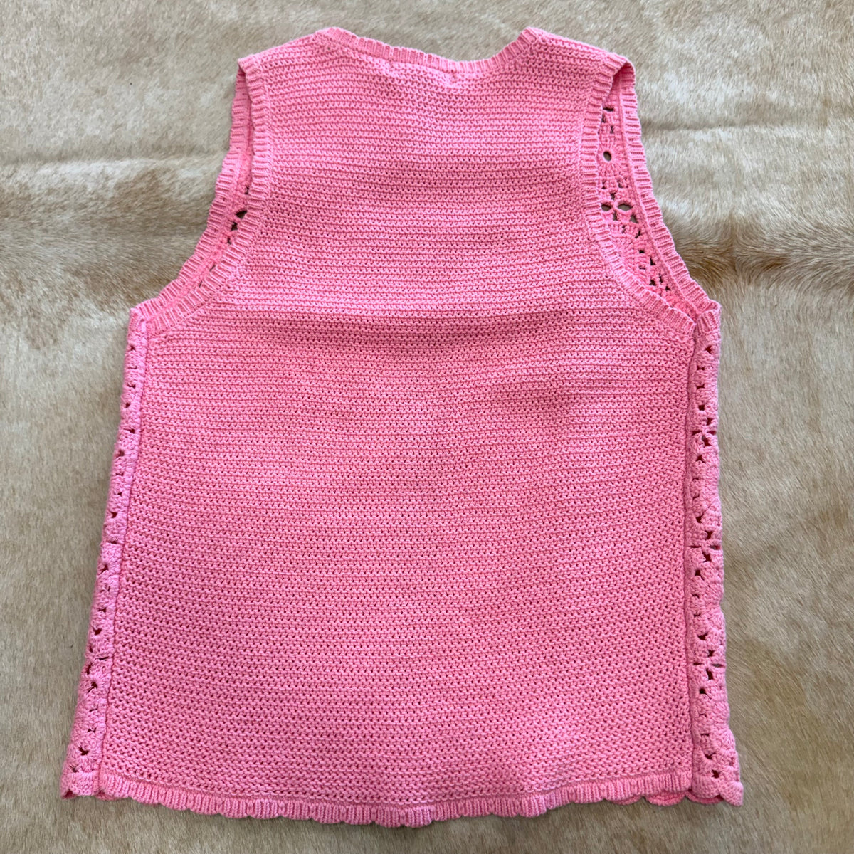 NWT Design 365 Pink Crochet Vest Size S