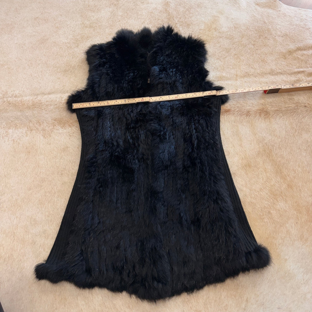 Love Token Black Genuine Rabbit Fur Vest Size XS