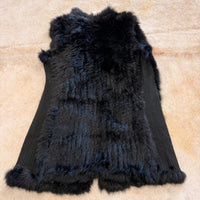 Love Token Black Genuine Rabbit Fur Vest Size XS