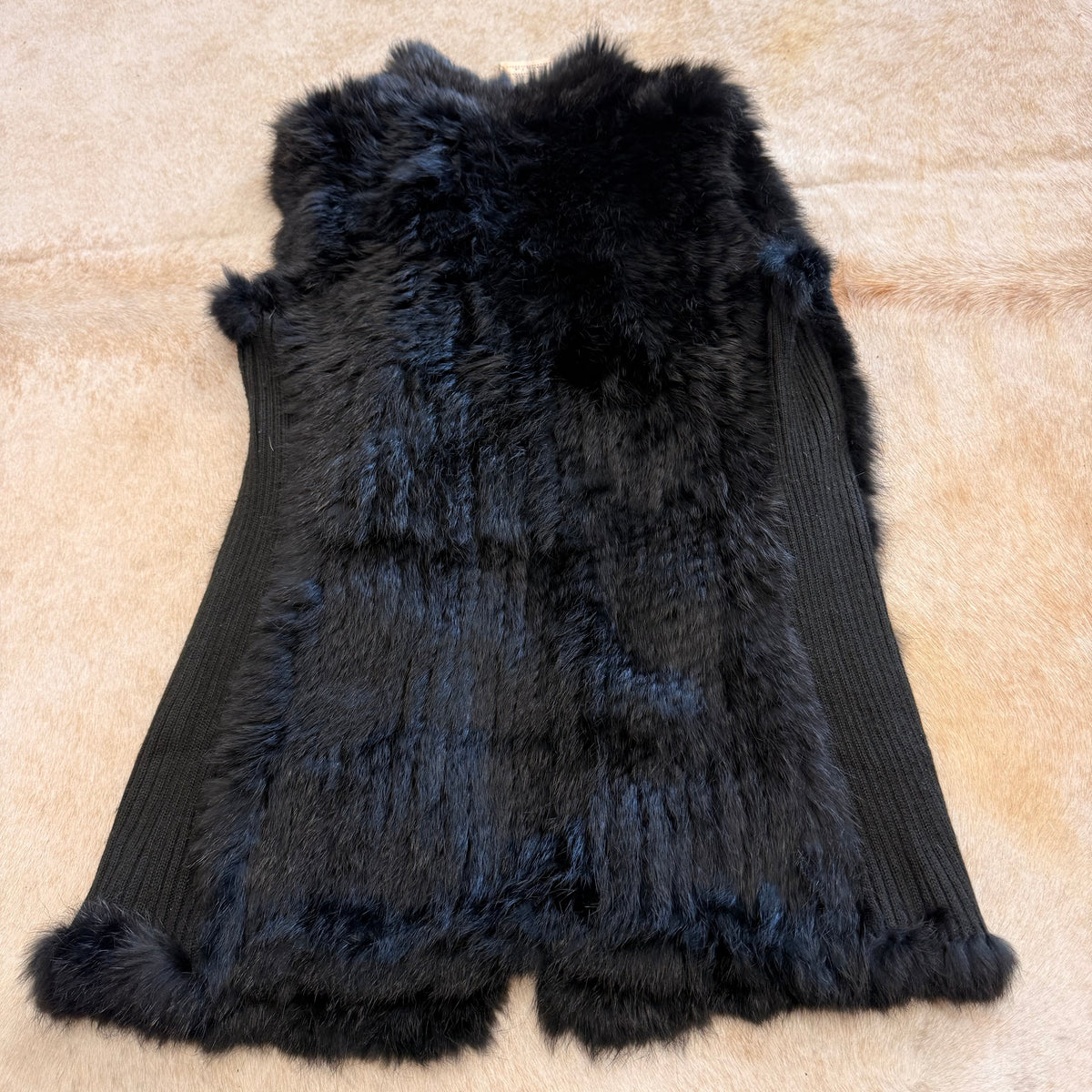 Love Token Black Genuine Rabbit Fur Vest Size XS