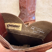 Vintage 1970s Brown Dexter Heeled Cowboy Boots Size 7.5